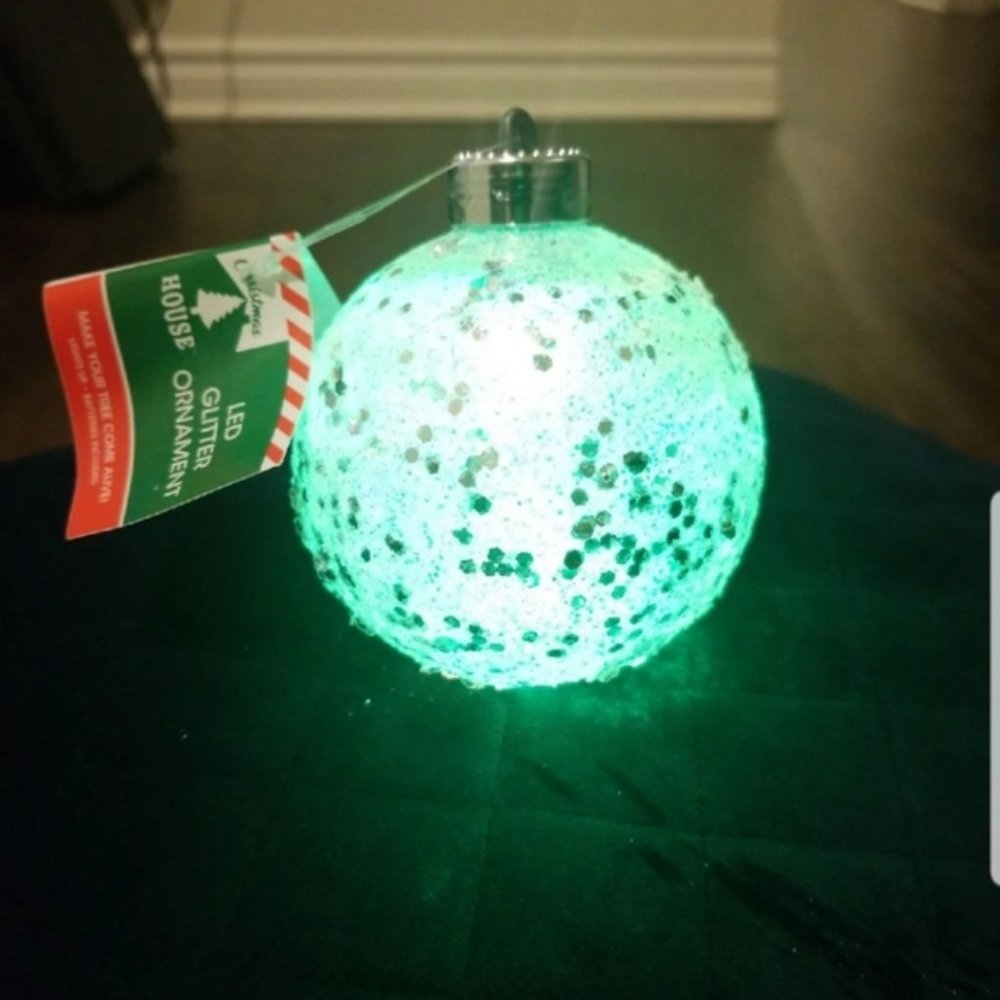 Glittery LED Holiday Ball Ornament - Picture 2 of 4